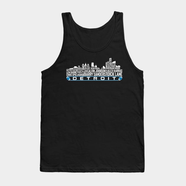 Detroit Football Team All Time Legends, Detroit City Skyline Tank Top by Legend Skyline